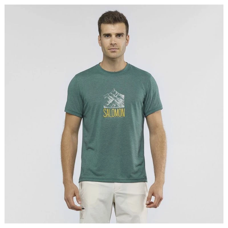 Salomon Mens Explore Graphic Short Sleeve T Shirt Balsam Green Spo