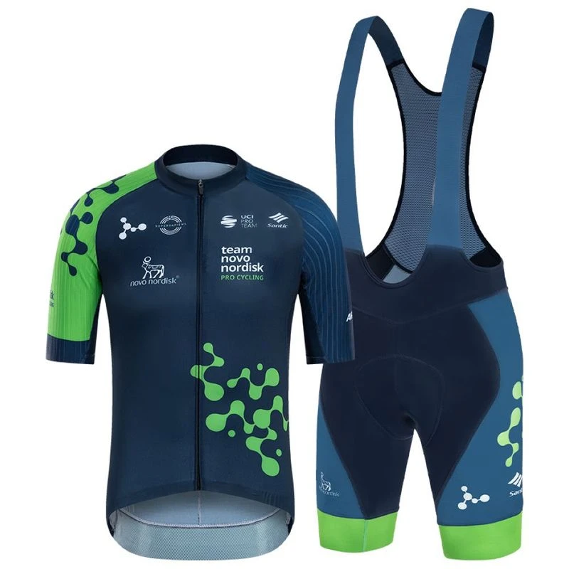 Santic Mens 2024 Novo Nordisk Pro Cycling Team Clothing Set Blue Gree