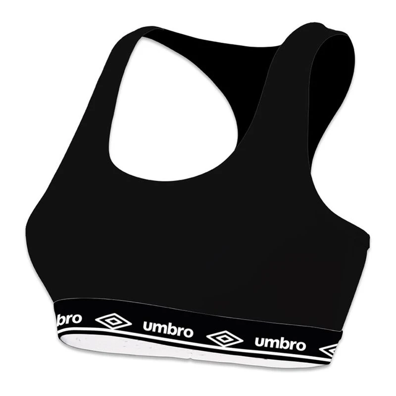 Umbro Womens 13574 x3 Sports Bra Black White Grey Sportpursuit