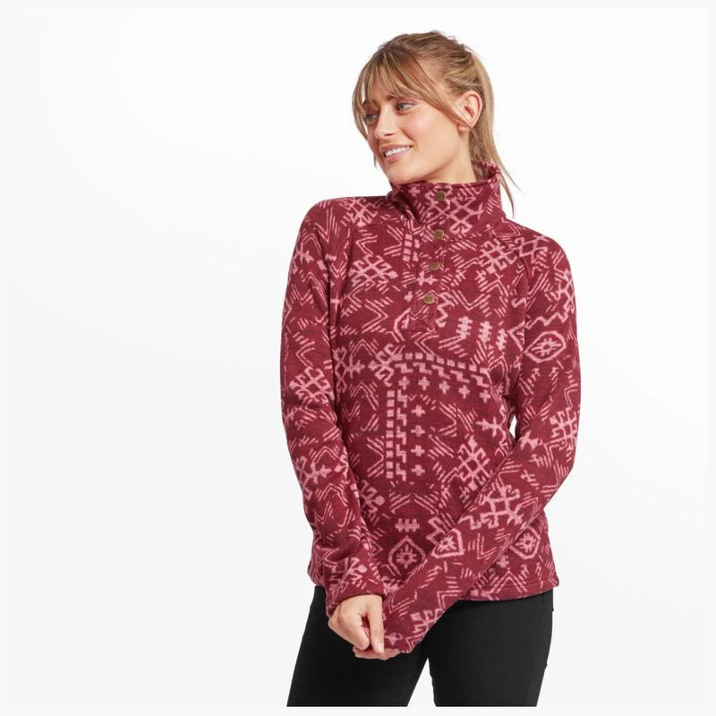 Sherpa Womens Bhutan Pullover Beet Red Abstract Sportpursuit
