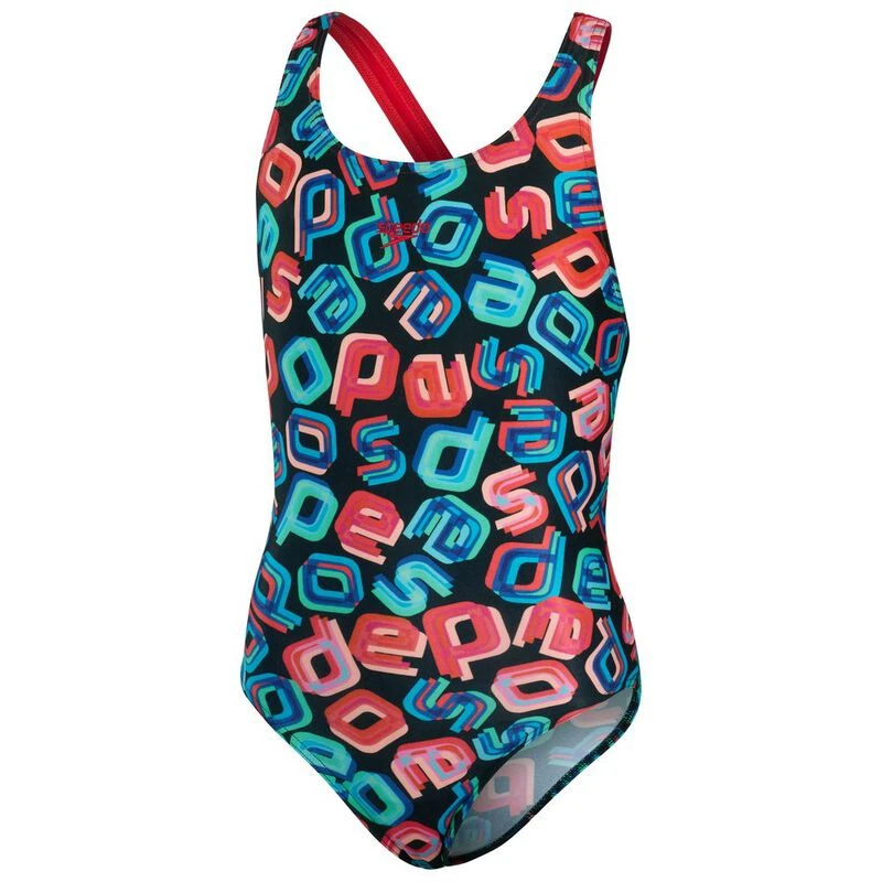 SPEEDO JUNIOR ALLOVER Digital Leaderback Swimsuit. SPEEDO GIRLS