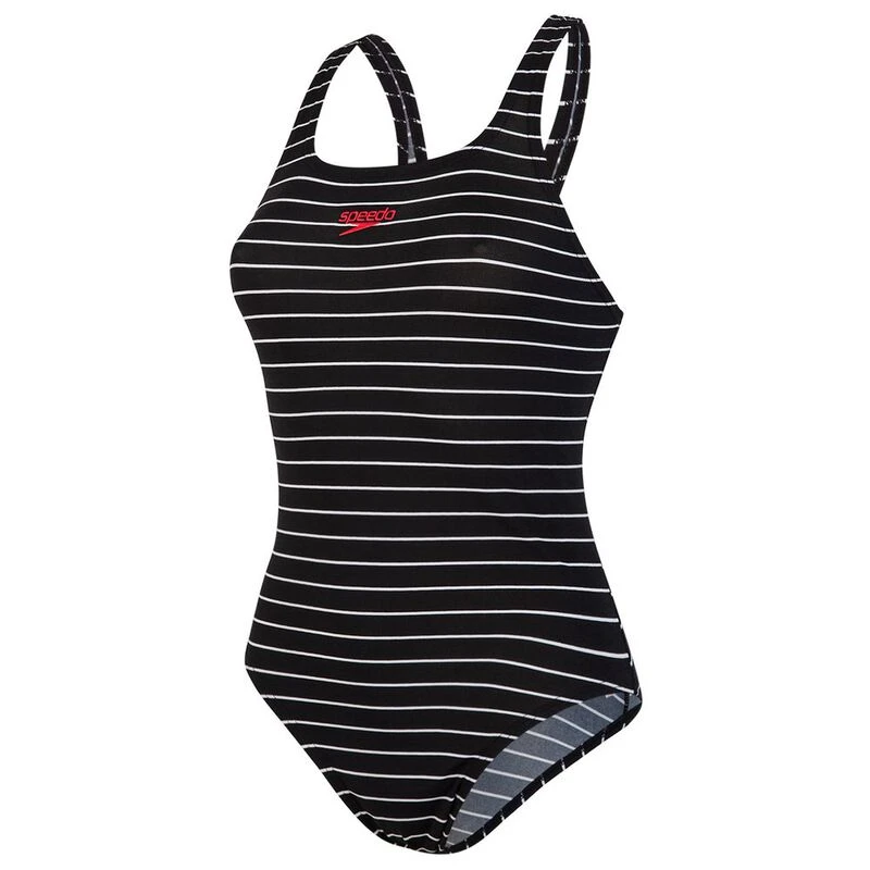 Speedo Womens Essential End+ Medalist Swimsuit (Black/White) | Eurospo