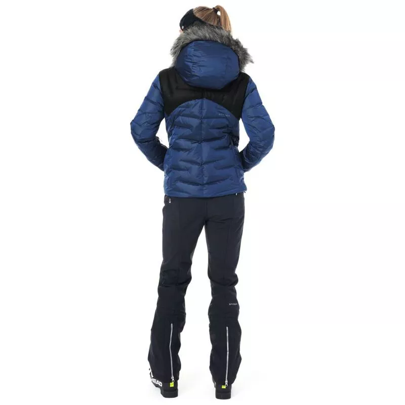 Spyder Womens Falline Faux Fur Jacket Depth Blue Black Sportpursui