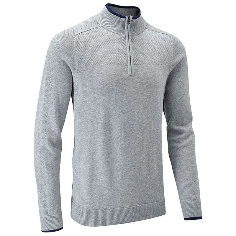Stuburt Mens Vapour Casual Zip Neck Pullover Grey Marl Sportpursui
