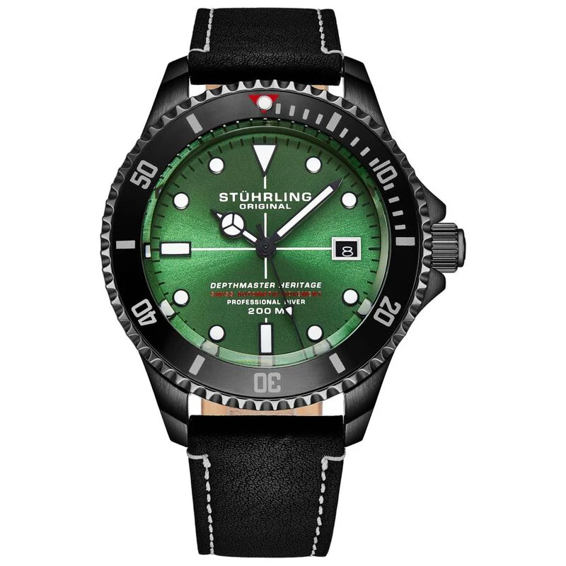 St hrling Mens Swiss Automatic Depthmaster Heritage Casual Watch Blac