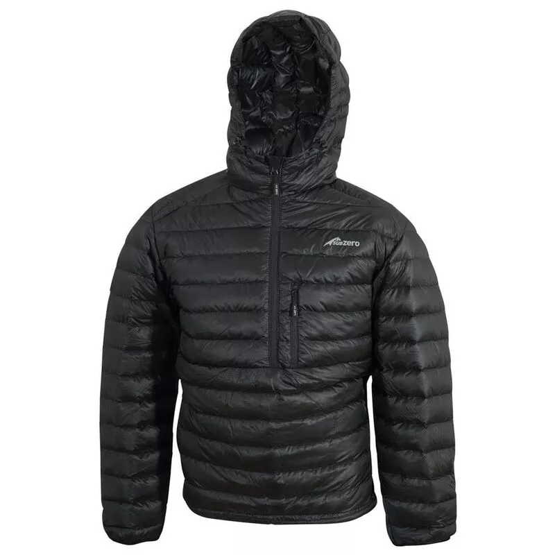SubZero Half Zip Lightweight Hooded Down Jacket All Black Sportpur