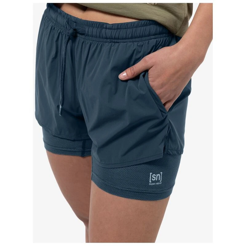 Super.Natural Short Double Layer Shorts Femme Bleu privatesportsho