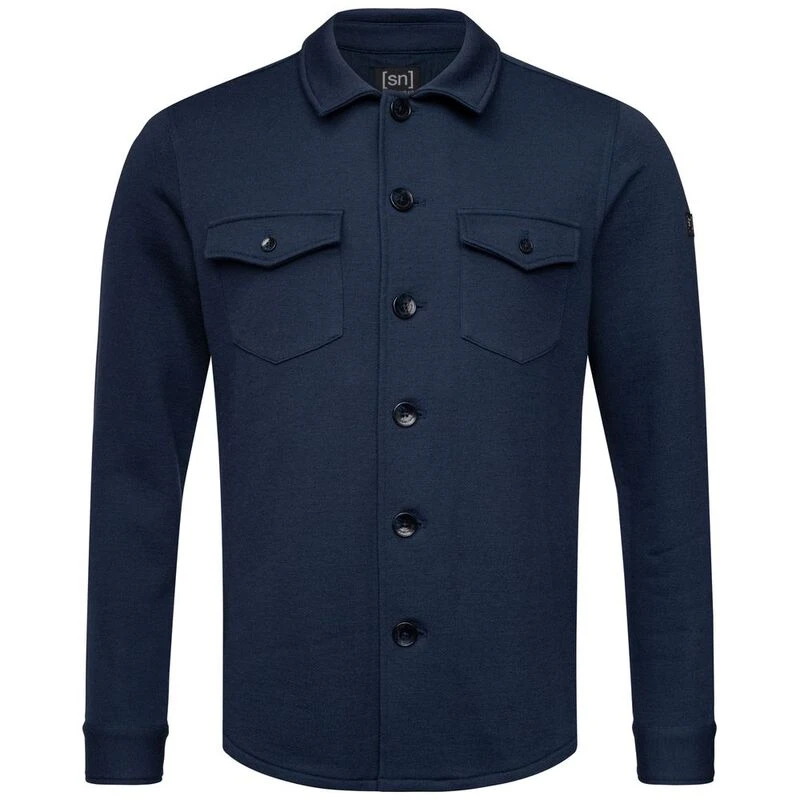 Super Natural Mens Knit Shirt Jacket (Blue Iris Melange) | Sportpursui