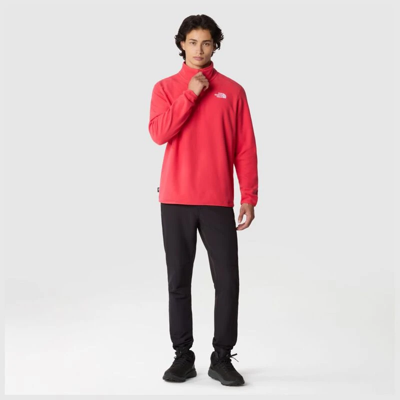 The North Face Mens 100 Glacier 1 4 Zip Pullover Clay Red Sportpur