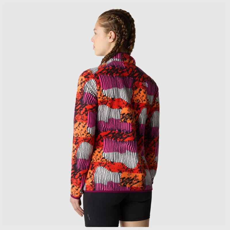 The North Face Womens 100 Glacier Printed 1 4 Zip Pullover Fiery Red