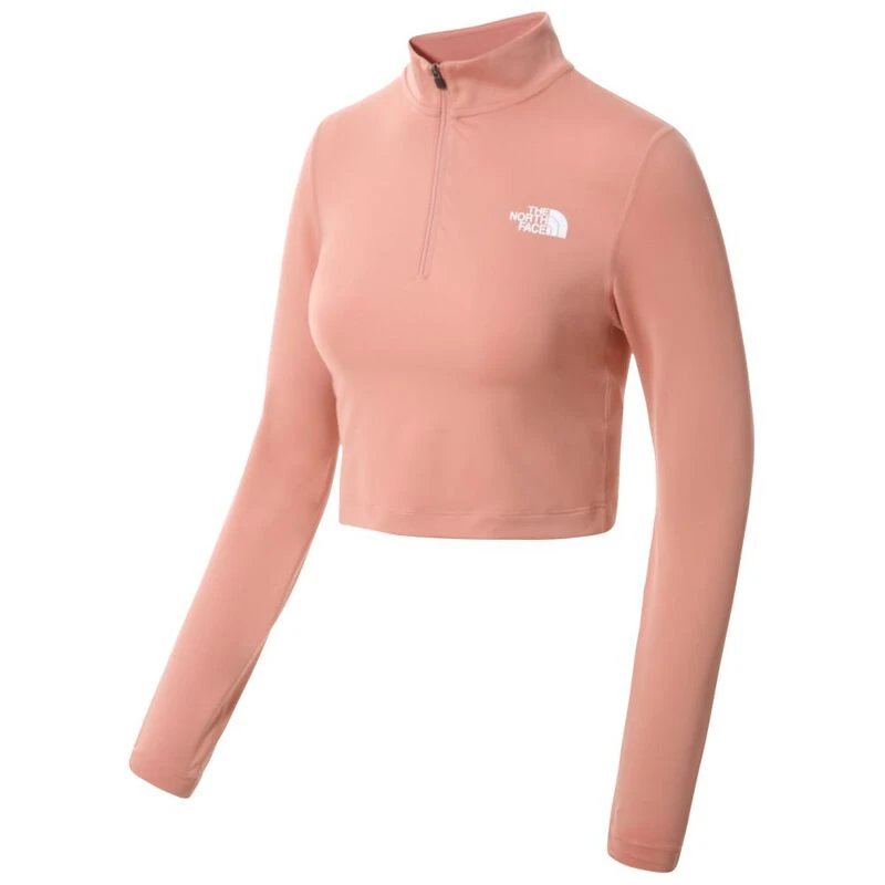 The North Face Womens Crop Zip Through Fleece Top Rose Dawn Sportp