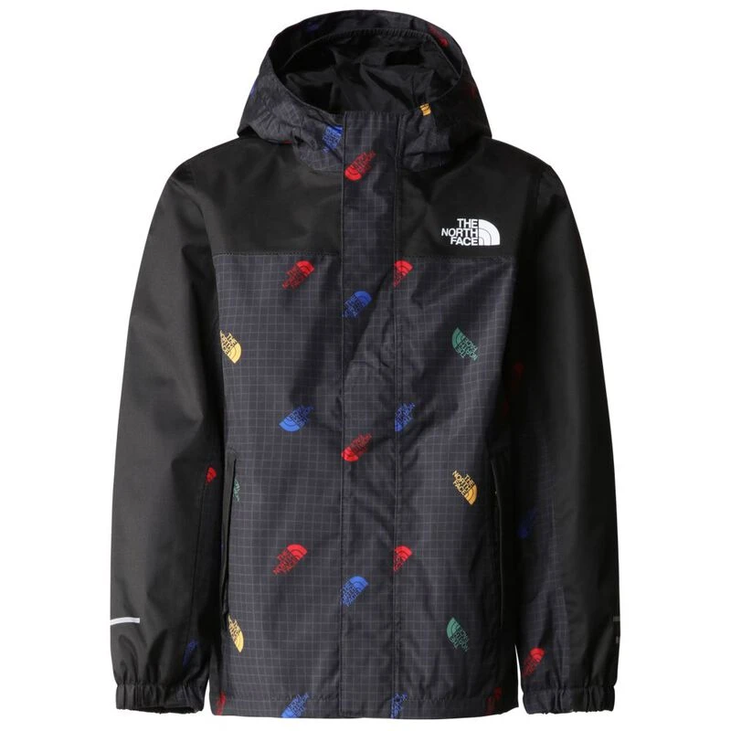 The North Face Kids Antora Waterproof Jacket TNF Black Tossed Logo Gr