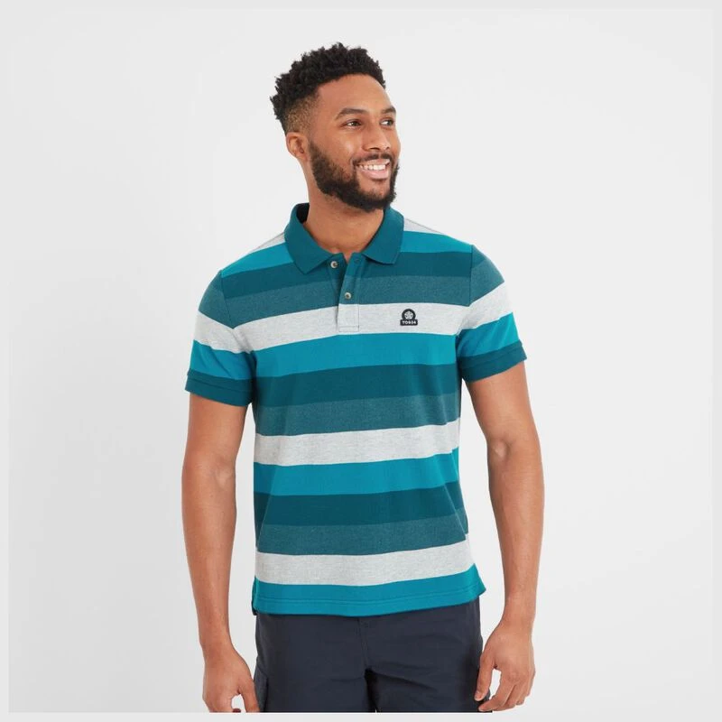 Mens green striped polo shirt shop
