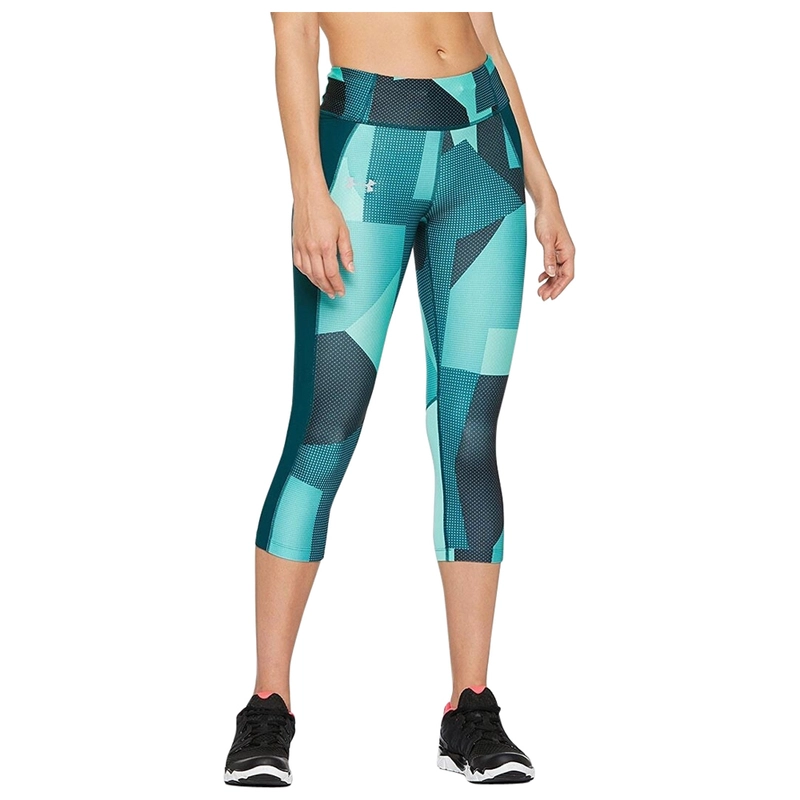 Under Armour Womens Speed Stride Printed Capris (Green/Black)