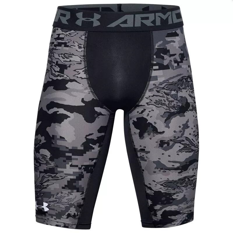 Under Armour Mens HeatGear Printed Compression Extra Long Shorts Blac