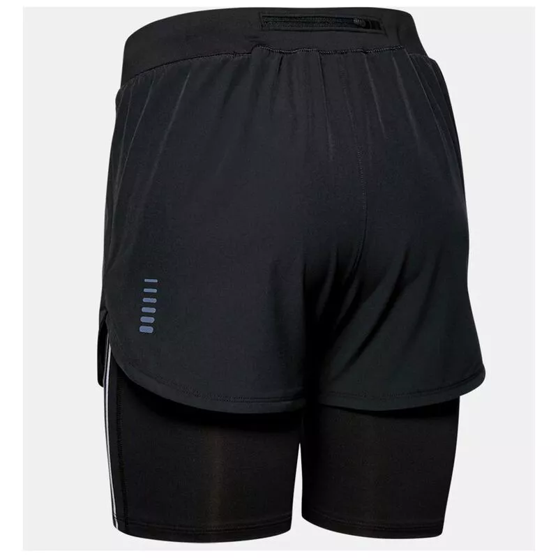 Under Armour Womens Rush Compression Run 2 In 1 Shorts Black Sport