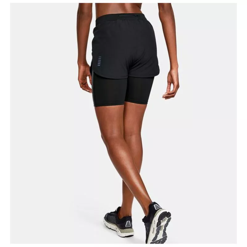 Under Armour Womens Rush Compression Run 2 In 1 Shorts Black Sport