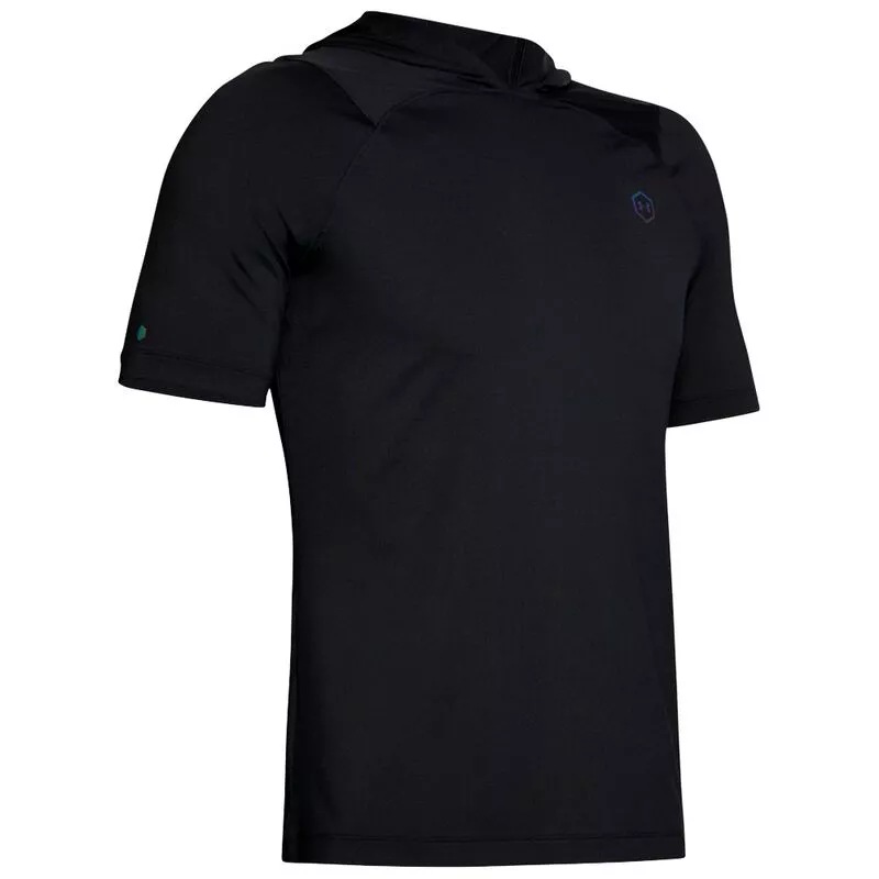 Under Armour Mens Rush Heatgear Short Sleeve Hoodie Black Sportpur