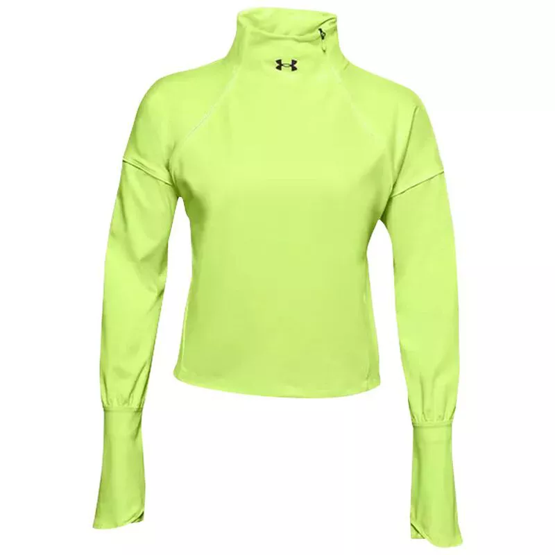 Under Armour Womens Rush Coldgear Half Zip Long Sleeve Top Lime Fizz