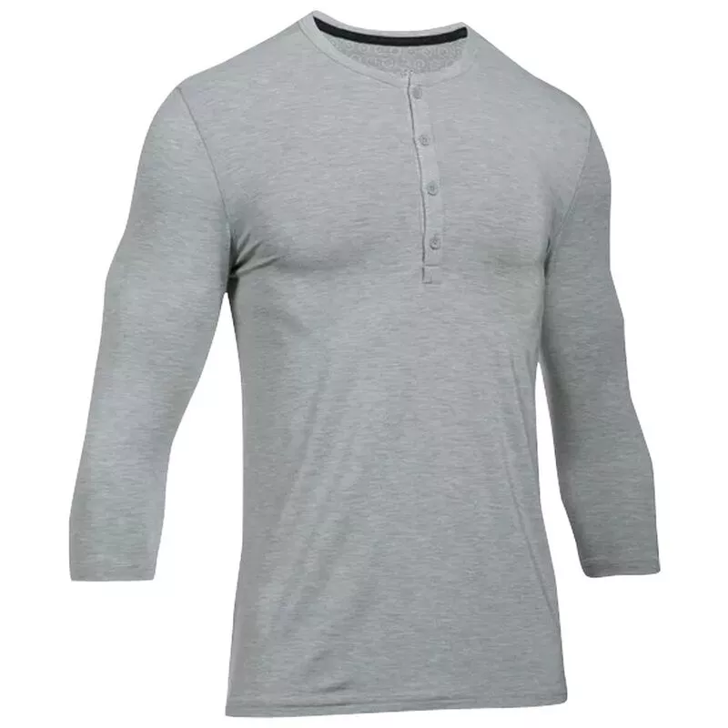 Under Armour Mens Henley Sleepwear Long Sleeve Top Grey Sportpursu