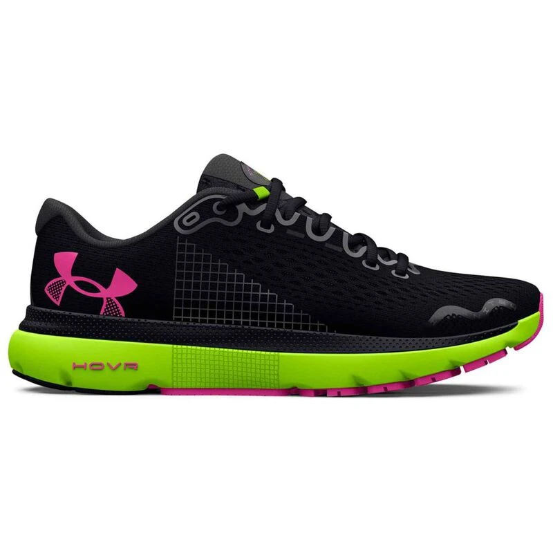 UnderArmour Mens HOVR Infinite 4 Running Shoes Black Lime Surge Rebel