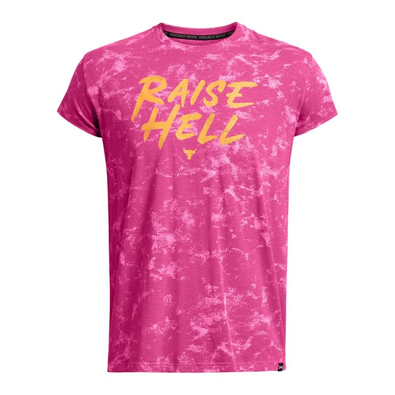 Under Armour Mens Project Rock Raise Hell T-Shirt (Pink
