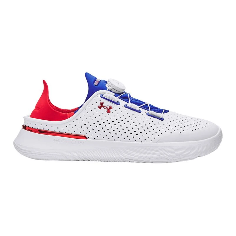Under armour red white and blue shoes top