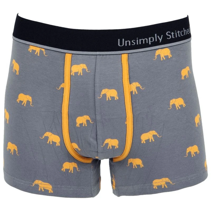 Unsimply Stitched Mens Elephant Boxer Trunks Grey Gold Sportpursui