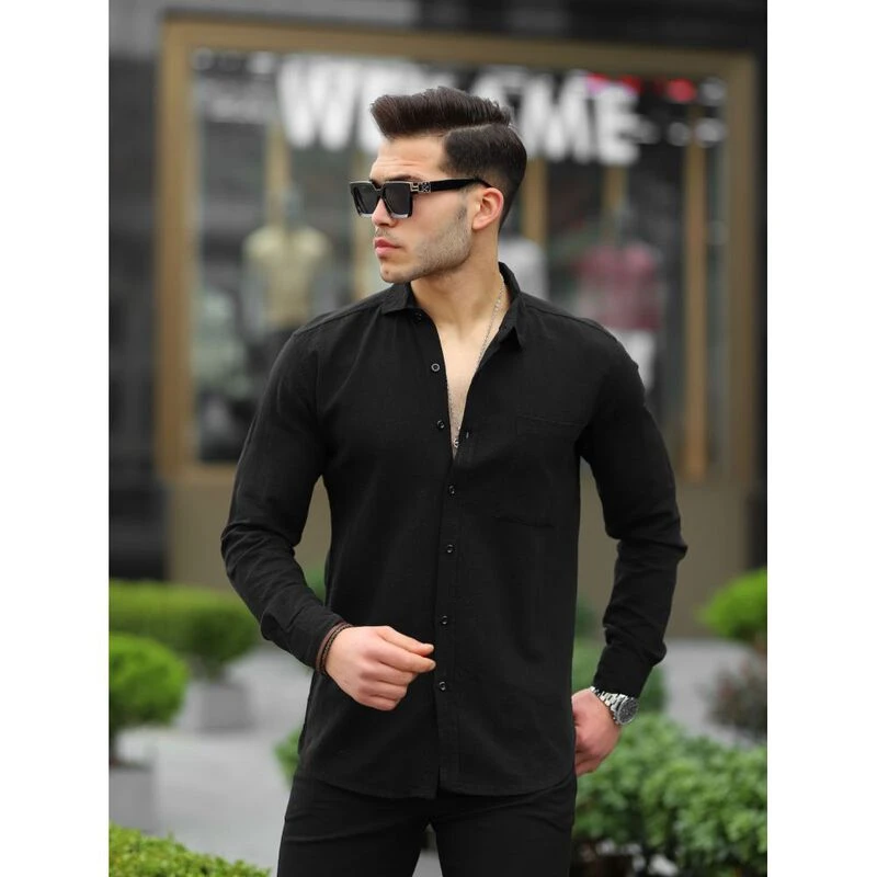 Valiberta Mens Single Pocket Sile Cloth Shirt (Black) | Sportpursuit.c