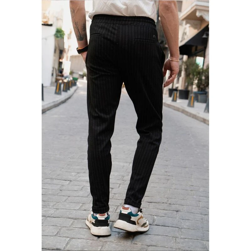 Buy Men Grey Stripe Ultra Slim Fit Trousers Online - 666129 | Van Heusen