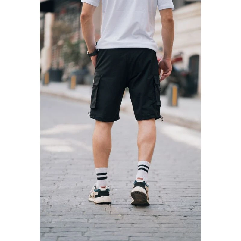 Valiberta Mens Parachute Cargo Shorts Black Sportpursuit
