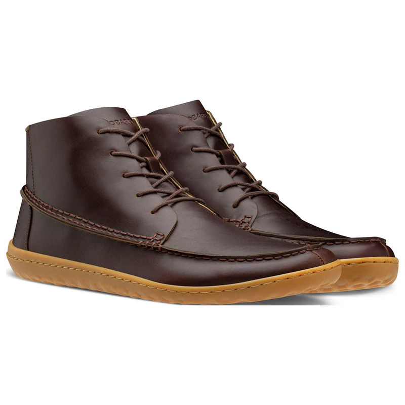 Vivobarefoot Mens Gobi Leather Moccasin Shoes Tan Brown Sportpursu