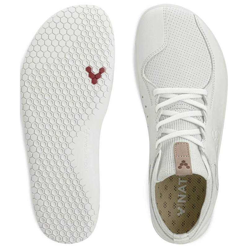 Vivobarefoot Mens Primus Knit Lux Leather Shoes (White 