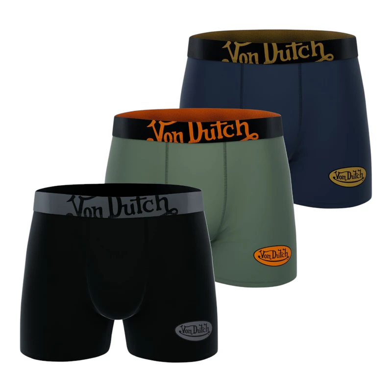 Von Dutch Boxer Medley x 3 Homme (Kaki/Orange/Gris/Bleu Marine) | priv