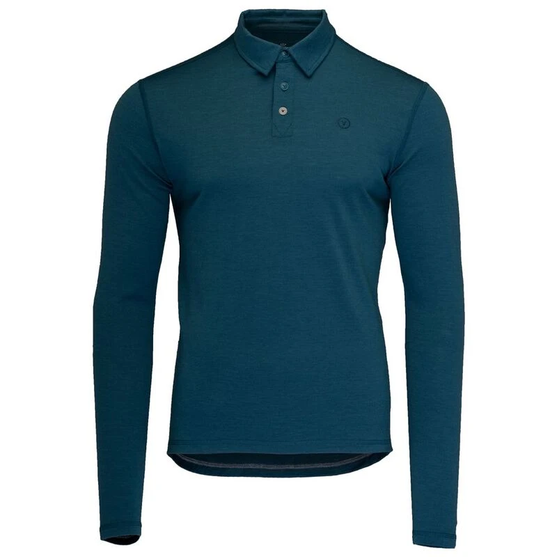 Vulpine Mens Merino Long Sleeve Polo Petrol Sportpursuit