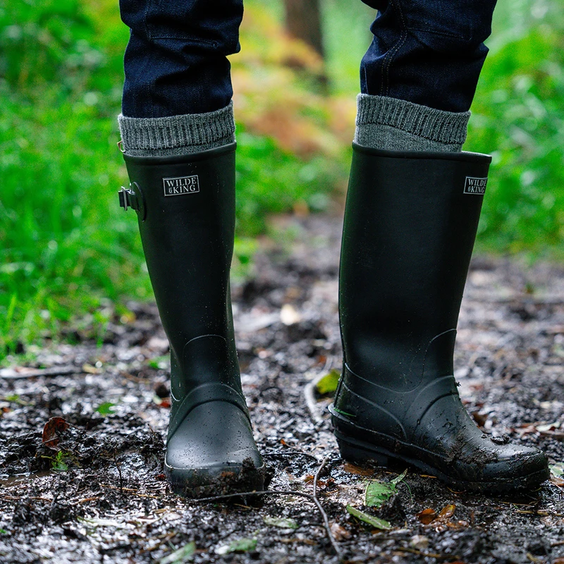 WildeandKing Mens Netherfield Wellington Boots Black Sportpursuit