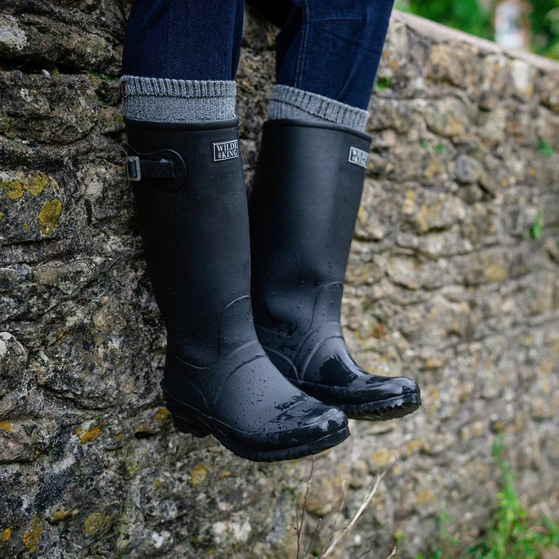 WildeandKing Mens Netherfield Wellington Boots Black Sportpursuit