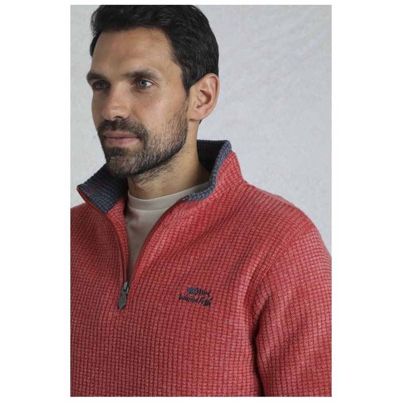 Sweat Col Haut Homme Weird Fish – Rouge – Taille M – 1/4 Zip – Occasion Parfait état