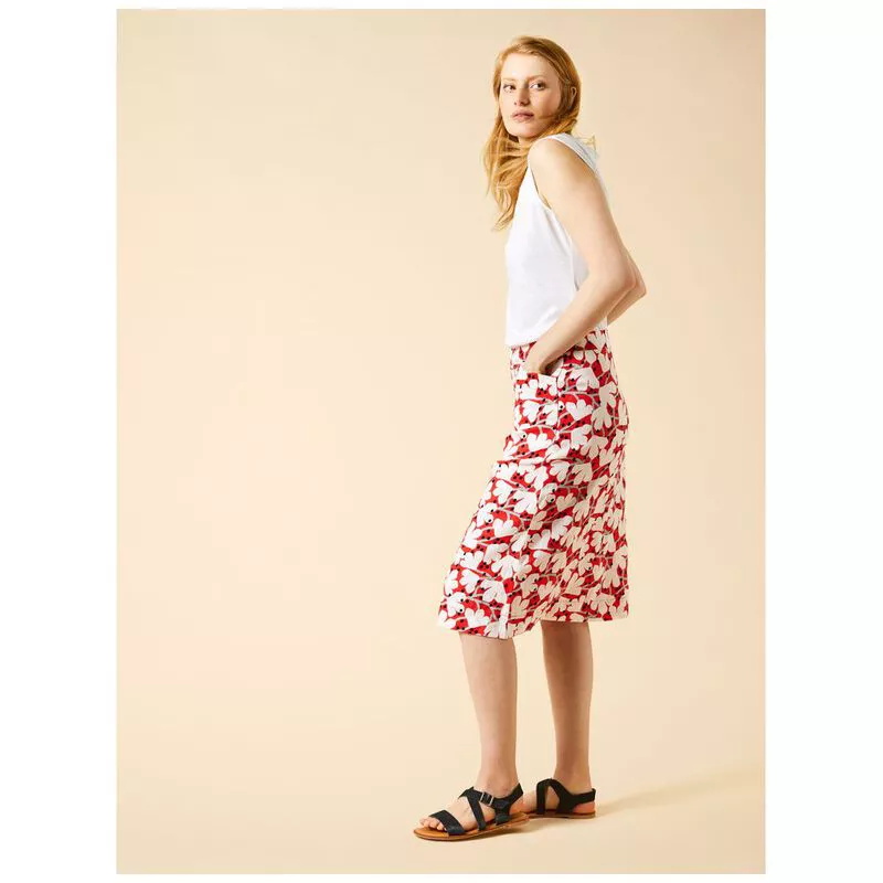 White Stuff Womens Elsie Printed Linen Skirt Orange Sportpursuit.c