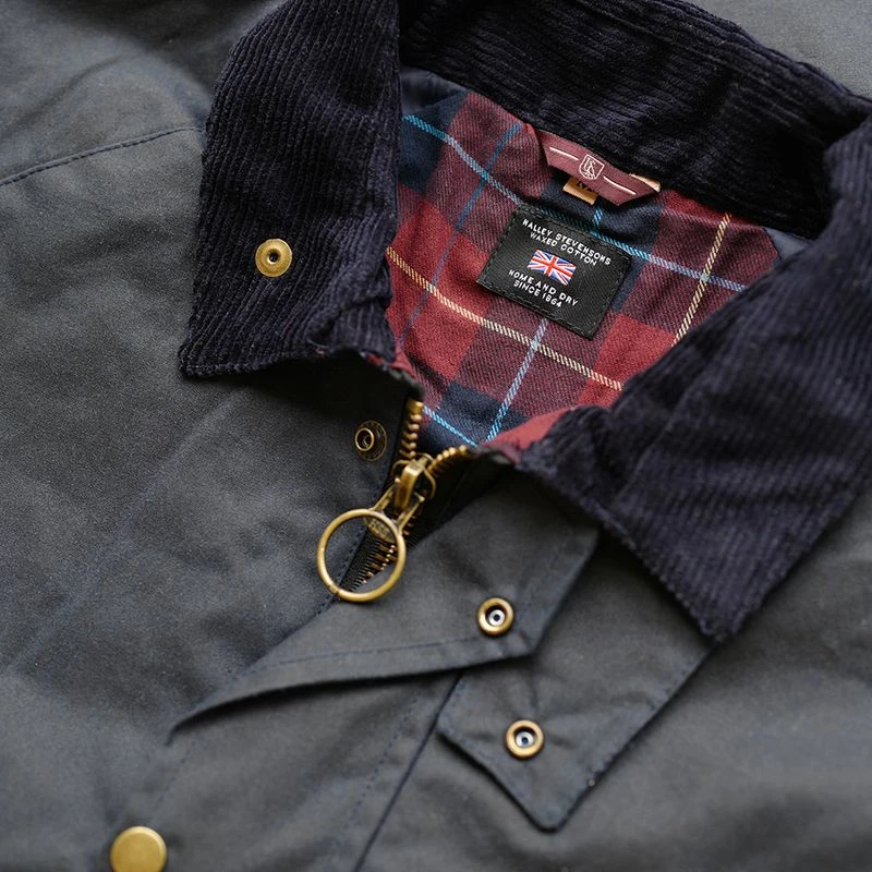 Wilde and King Mens Barton Waxed Jacket Navy Sportpursuit