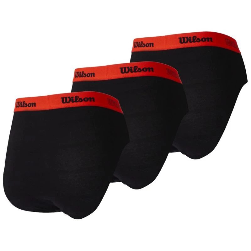 Wilson Underwear Mens 3-Pack Cotton Stretch Briefs (Black)