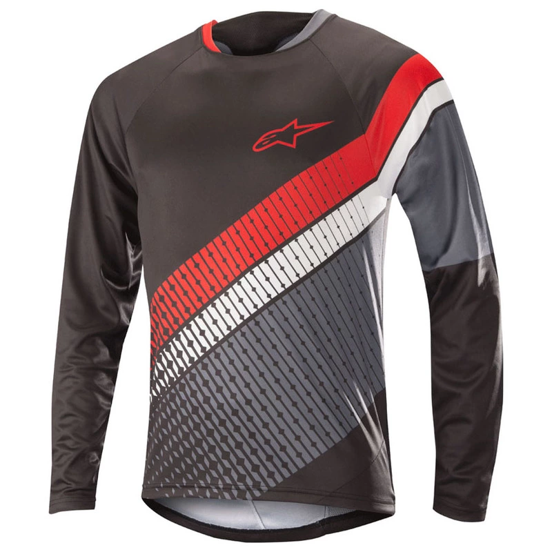 Alpinestars Predator Long Sleeve Jersey Black Steel Grey Red Sport