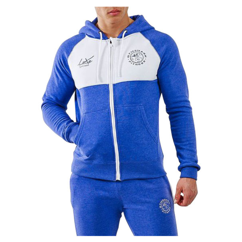 Gymshark Mens Luxe Legacy Zip Hoodie Light Blue White Sportpursuit