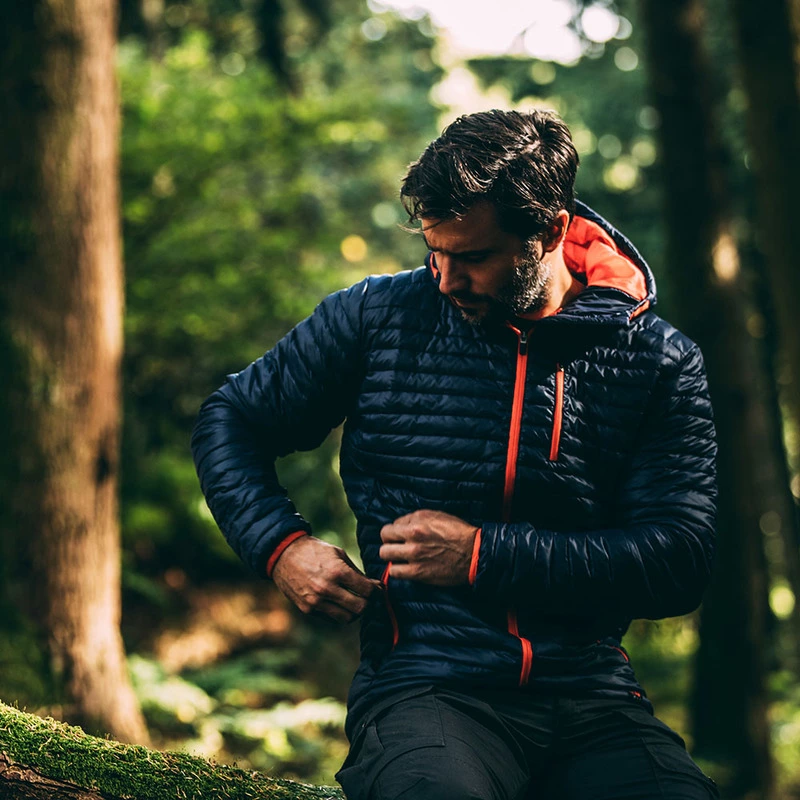 ISOBAA Mens Merino Wool Insulated Jacket Navy Orange Sportpursuit