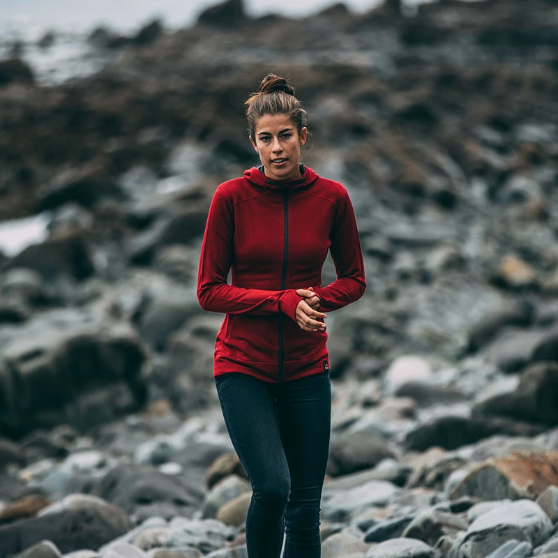 Isobaa Womens Merino 260 Casual Hoodie Red Sportpursuit