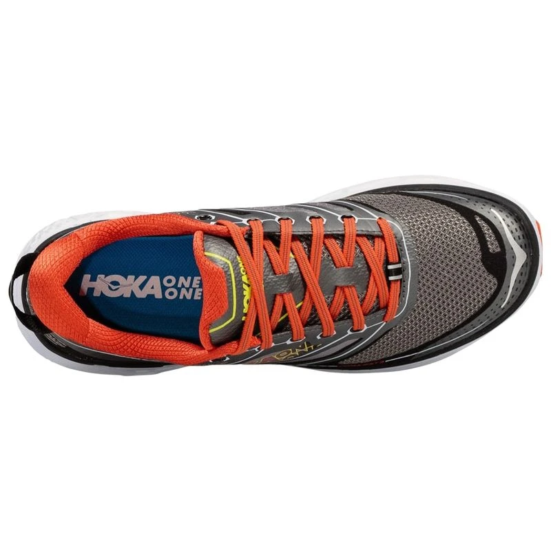 Hoka One One Mens Conquest 3 Shoes Grey Orange Flash Sportpursuit