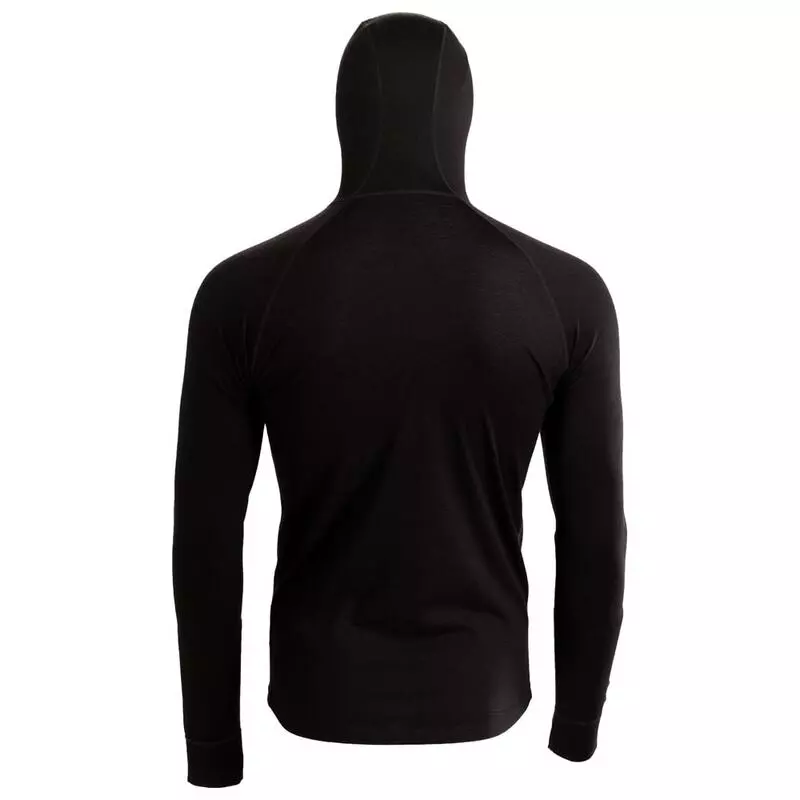 ISOBAA Mens Merino 200 Zip Neck Hoodie (Black) | Sportpursuit.com