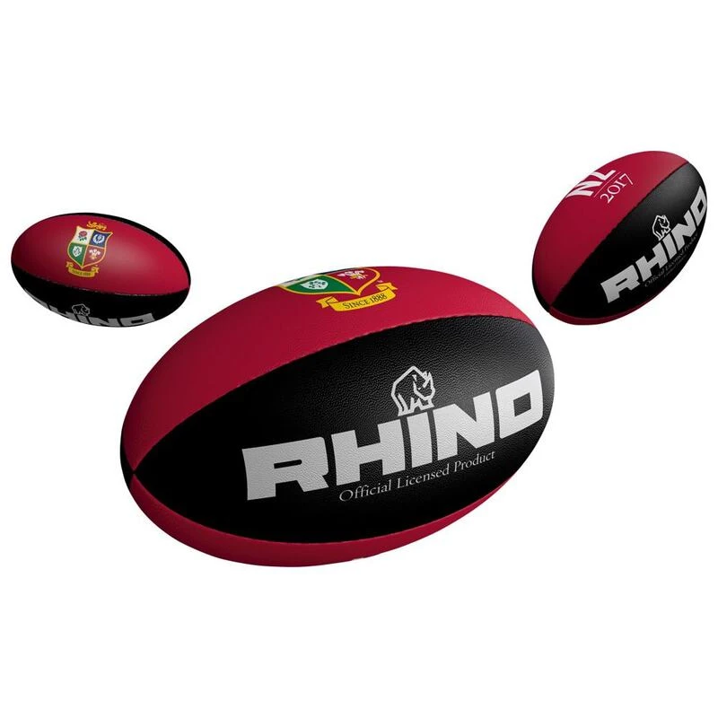 Rhino Lions Quarters Rugby Ball (Red/Black)