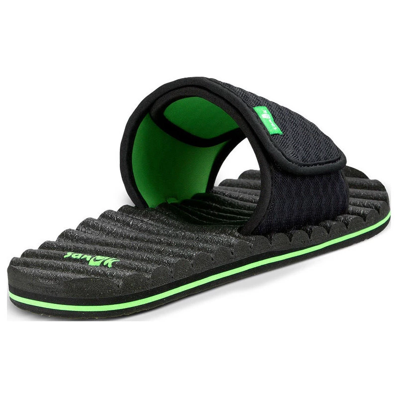 Sanuk Mens Beer Cozy Hops Slide Sandals Black Lime Honeycomb Sport