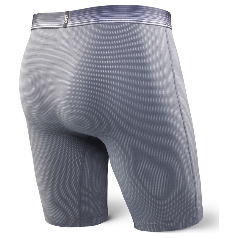Saxx Mens Quest 2.0 Long Leg Boxer Shorts Dark Charcoal Ombre Stripe
